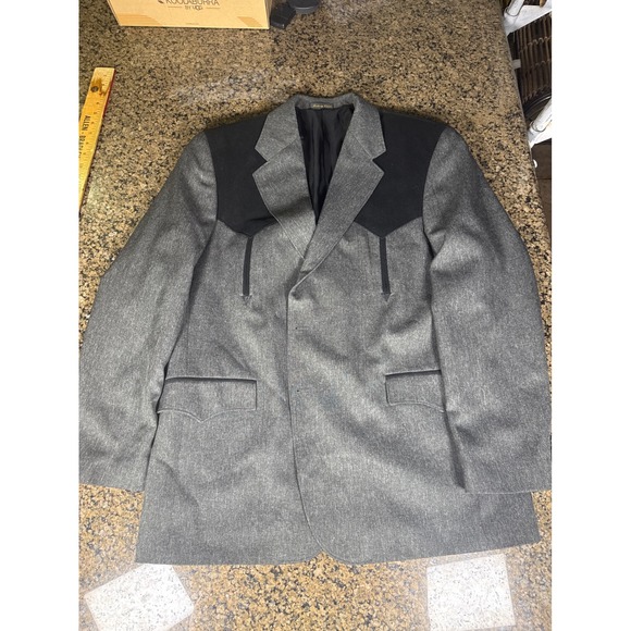 Circle S Other - Circle S Dallas Texas Mens 46R Western Blazer Gray Black Yoke Sport Coat Cowboy